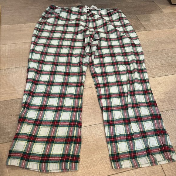TALBOTS WOMENS RED GREEN YELLOW PLAID PAJAMA PANTS LARGE - Picture 2 of 8